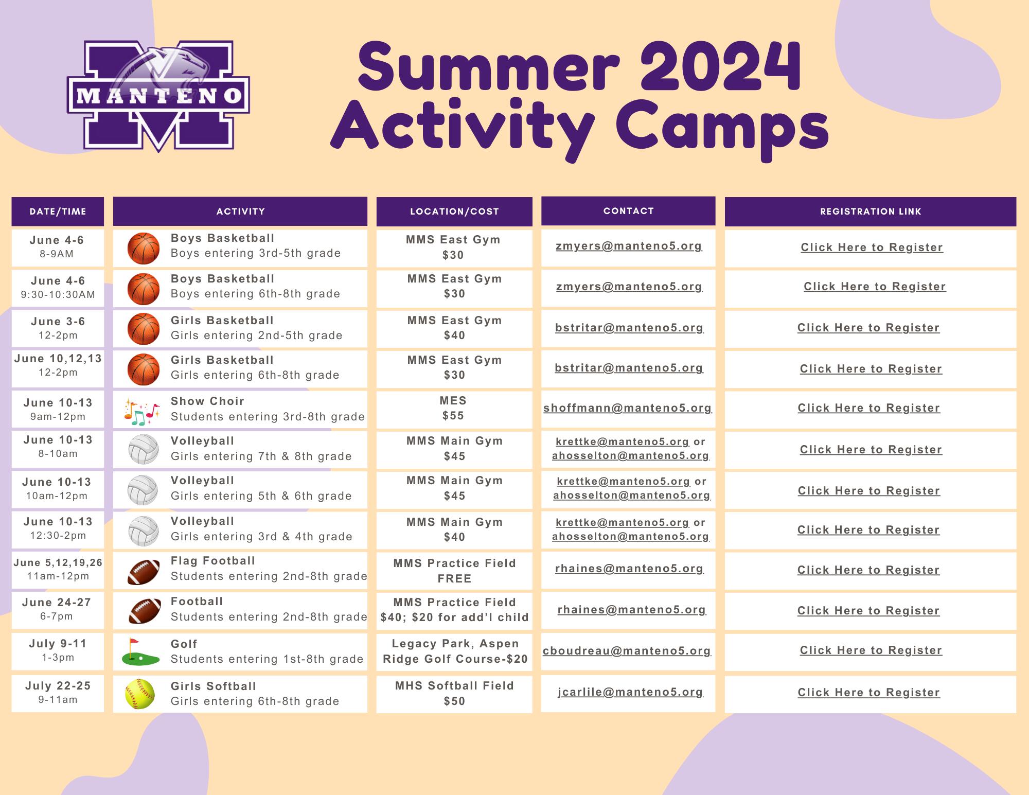 Summer 2024 Activity Camps